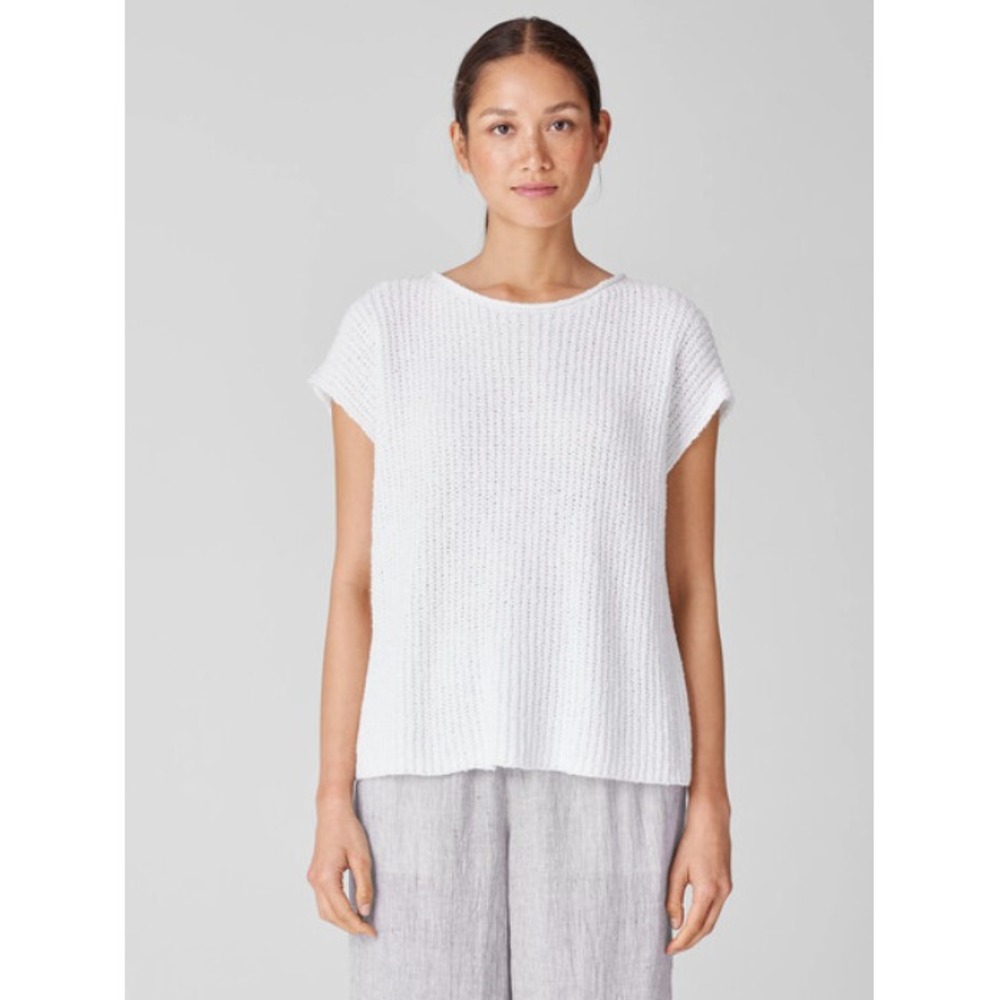 Eileen Fisher Peruvian Organic Cotton Boucle Square Sweater Top Women's Size XL